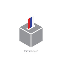 Russia voting concept. National flag and ballot box.