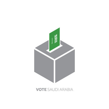 Saudi Arabia voting concept. National flag and ballot box.
