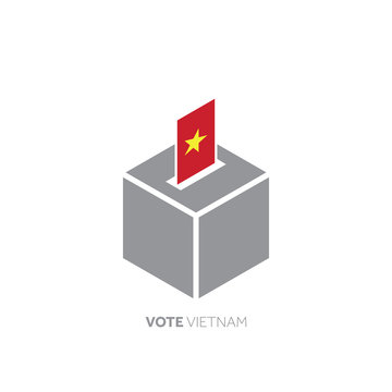 Vietnam voting concept. National flag and ballot box.