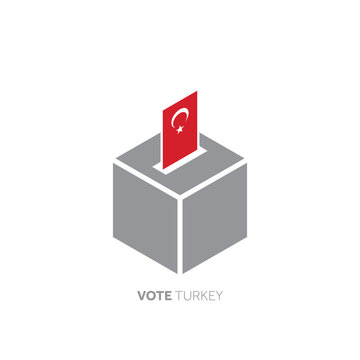 Turkey voting concept. National flag and ballot box.