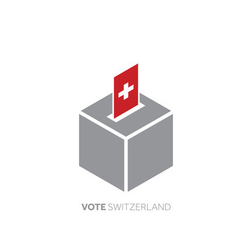 Switzerland voting concept. National flag and ballot box.