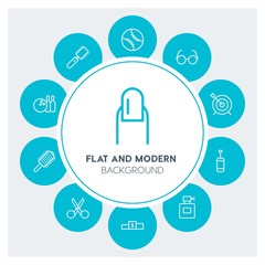 clothes, sports, beauty and cosmetics Infographic Circle outline Icons Set. Contains such Icons as  business,  website,  elements,  background,  pattern,  style and more. Fully Editable. Pixel Perfect