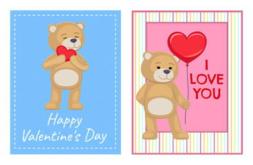 I Love You and Me Teddy Bears Vector