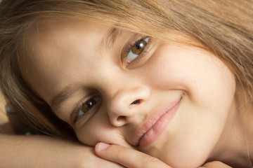 Close-up portrait of a nine-year-old girl