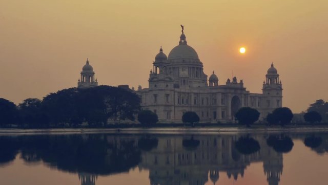 Victoria Memorial in the evening, Kolkata, India time lapse