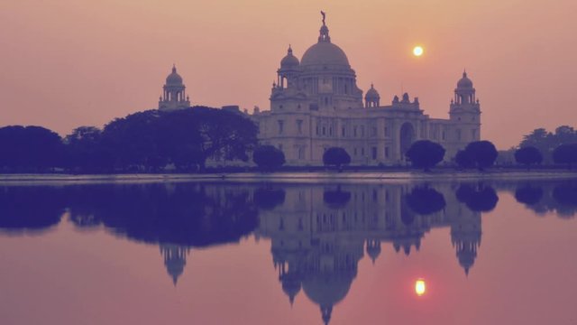 Victoria Memorial in the evening, Kolkata, India time lapse