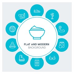 clothes, sports, beauty and cosmetics Infographic Circle outline Icons Set. Contains such Icons as  business,  website,  elements,  background,  pattern, sport and more. Fully Editable. Pixel Perfect