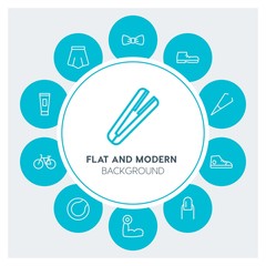 clothes, sports, beauty and cosmetics Infographic Circle outline Icons Set. Contains such Icons as  business,  website,  elements,  background,  pattern,  girl and more. Fully Editable. Pixel Perfect