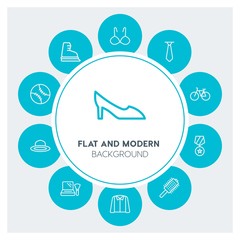 clothes, sports, beauty and cosmetics Infographic Circle outline Icons Set. Contains such Icons as  business,  website,  elements,  background,  pattern,  cycle and more. Fully Editable. Pixel Perfect