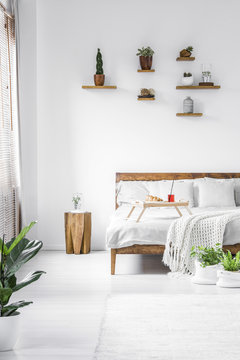 Rustic white bedroom interior