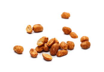 Spicy hot peanuts pile isolated on white background