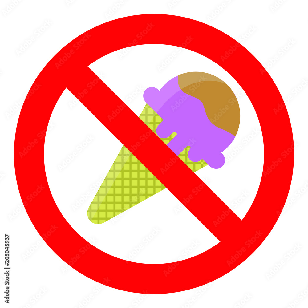 Wall mural Prohibitory sign: ice cream