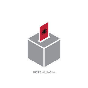Albania voting concept. National flag and ballot box.