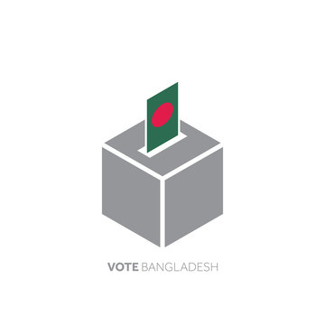 Bangladesh voting concept. National flag and ballot box.