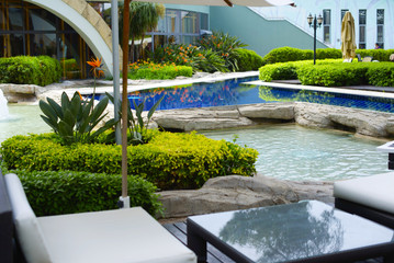 relax pool and sunbeds