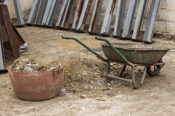 old rusty vintage wheelbarrow