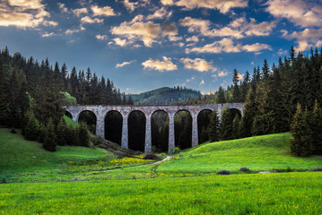 Historic railway viaduct near Telgart in Slovakia