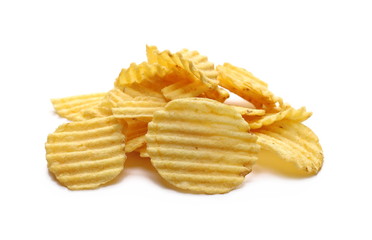 Potato chips, crisps isolated on white background
