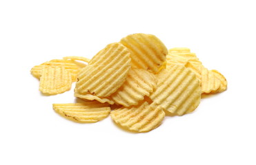 Potato chips, crisps isolated on white background