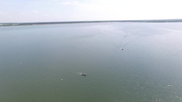 Luftaufnahme See badesee Motorboot Segelboot Wassersport