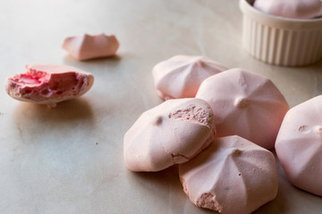 Pink Meringues Ready to Eat.