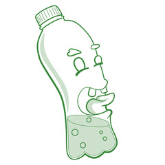 cartoon arrogant plastic bottle vector sticker
