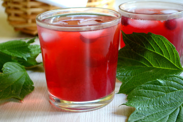 Cranberry juice or lemonade. Red refreshing drink