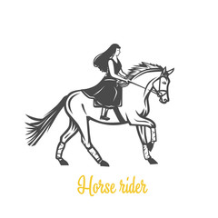 Horse rider. Black and white objects.