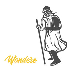 Wandere, Wanderer,  vector illustration.