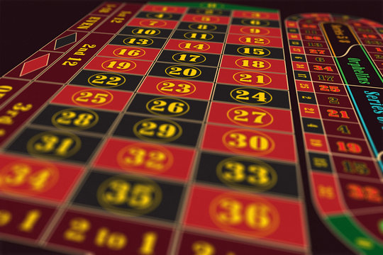 European Roulette Table perspective raster illustration, shallow DoF