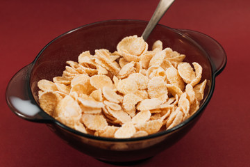 Delicious crispy cornflakes in bow