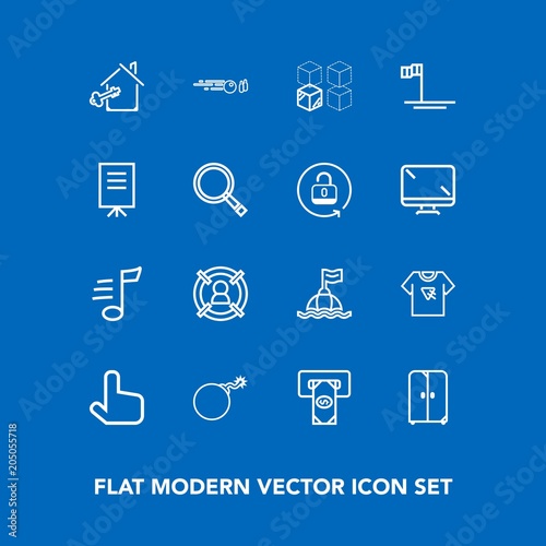 Modern Simple Vector Icon Set On Blue Background With