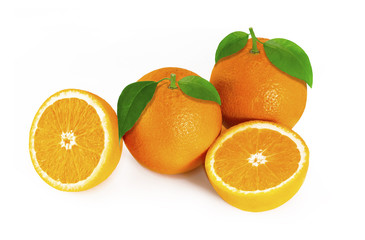 Naklejka na ściany i meble Sliced orange fruit segments isolated on white background