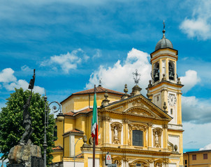 Naklejka premium Gaggiano, Milan, Lombardy, Italy : facade of the church of Sant'Invenzio, 17th century.