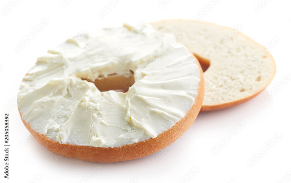 Wall mural Bagel with spread cream cheese