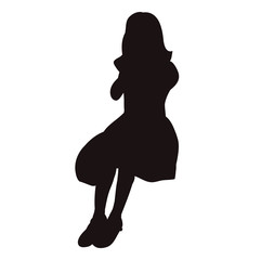 vector, isolated, icon, silhouette girl sitting