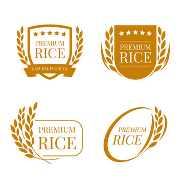 brown paddy paddy rice premium organic natural product banner logo sign vector design