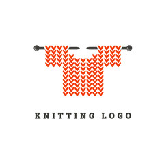 Logo design knitting vector template.
