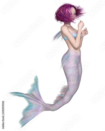 "Pretty Pink and Blue Mermaid - Fantasy Illustration" Stock photo and royalty-free images on Fotolia.com - Pic 205059306