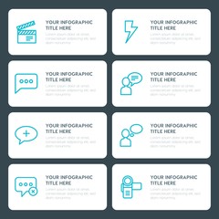 Flat chat and messenger, video, photos infographic timeline template for presentations, advertising, annual reports