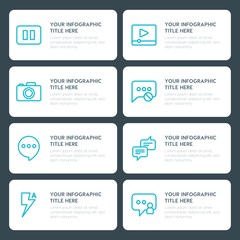 Flat chat and messenger, video, photos infographic timeline template for presentations, advertising, annual reports