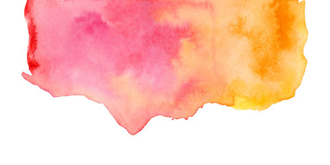 Abstract gradient watercolor on white background. Hand drawn pink stain. Watercolor texture