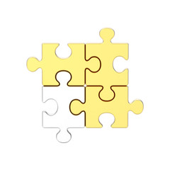 Fototapeta premium 3D illustration isolated group of gold and silver puzzles