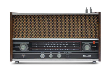 vintage radio isolate is on white background