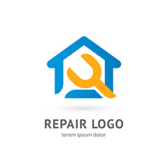 Logo design abstract home repair vector template.