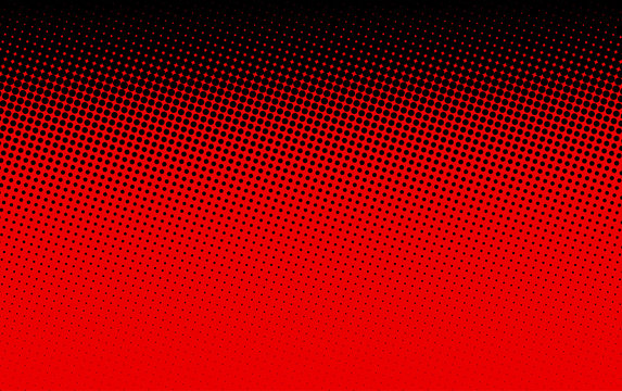Black and red dotted halftone background.