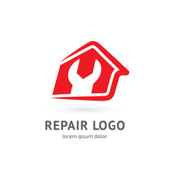 Logo design abstract home repair vector template.