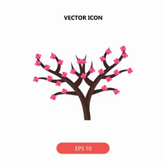 tree with growing leaves of spring vector icon