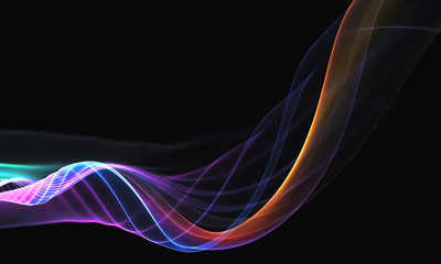 bstract smooth colorful wave on the black background for art projects