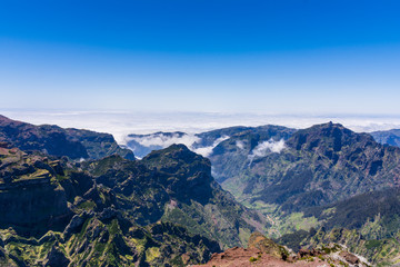 Trekking at the highest mountain of Madeira, Pico Ruivo, Portugal